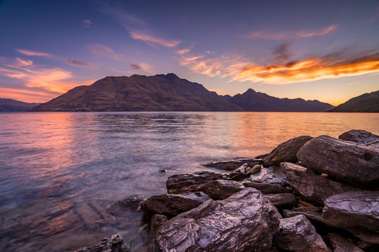 Sunset over Lake Wakatipu Queenstown, New Zealand