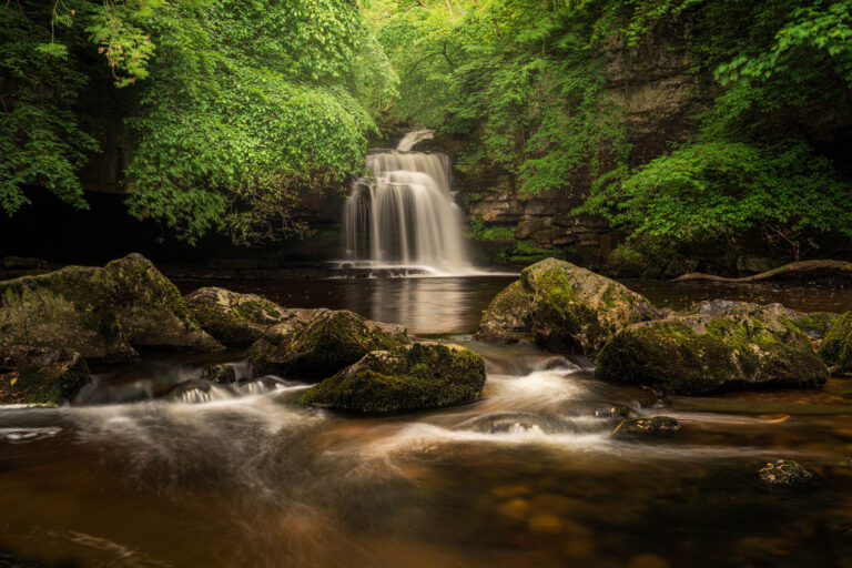 West Burton Falls in summertime, Wensleydale, Yorkshire Dales, England, UK