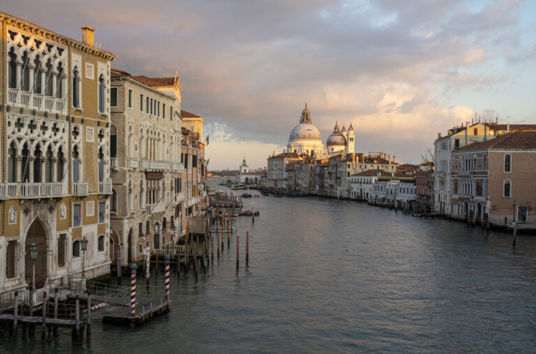 View from the the Ponte dell'Accademia up the Grand Canal, Venice, Italy
